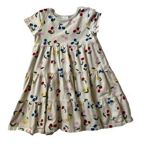 Hanna Andersson Girls Skater Dress Size 6-7 120 Cherry Fruit Cotton Twirl Cream